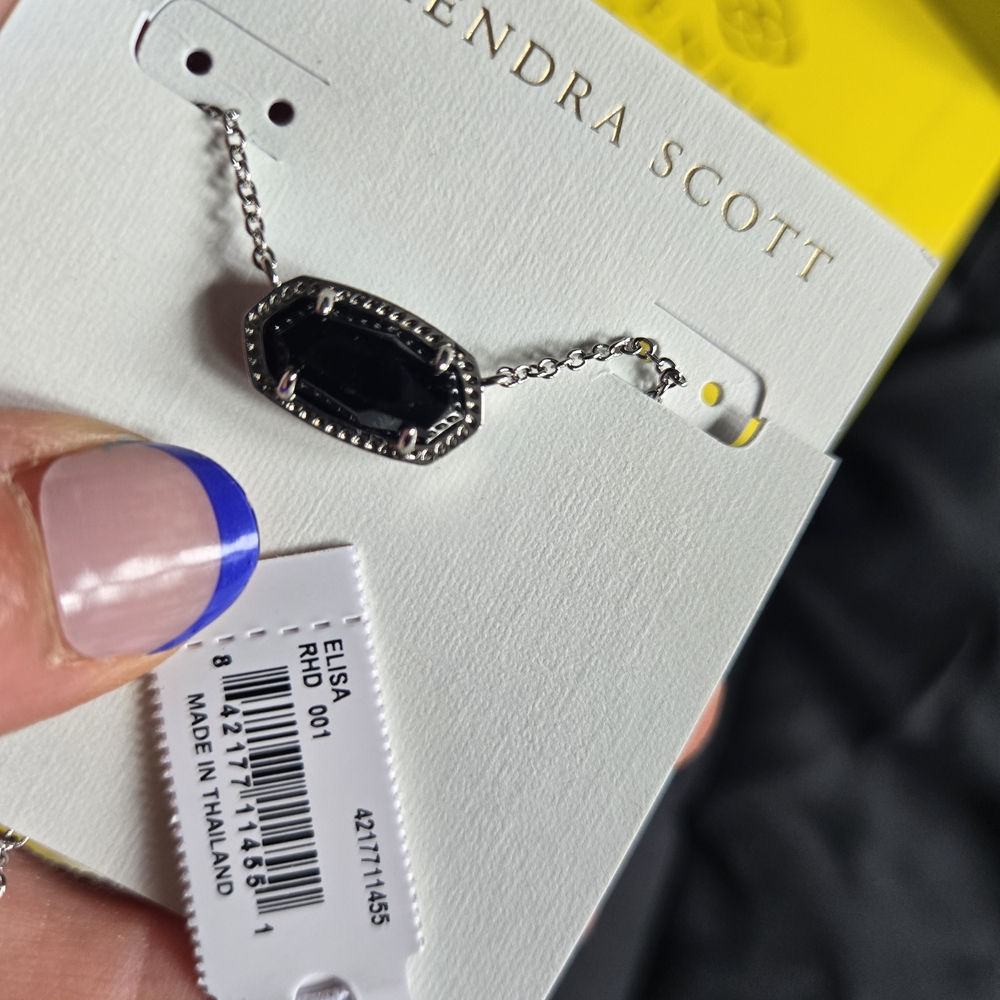 Kendra Scott Black and Silver Pendant Necklace - Picture 4 of 4
